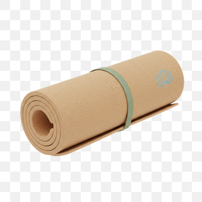 Eco-Friendly Cork Yoga Mat with Carrying Strap and Lotus Logo