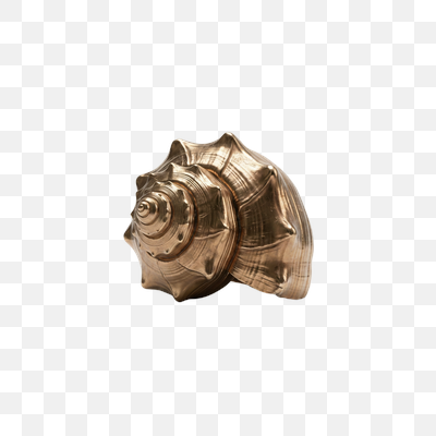 Lustrous Golden Bronze Conch Shell on White