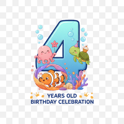 Happy 4th Birthday: Underwater Sea Friends Celebration
