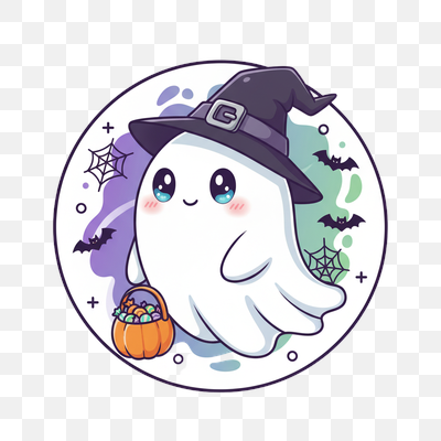 Adorable Halloween Ghost with Candy Basket