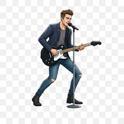 Dynamic Rockstar: Guitarist and Singer Illustration