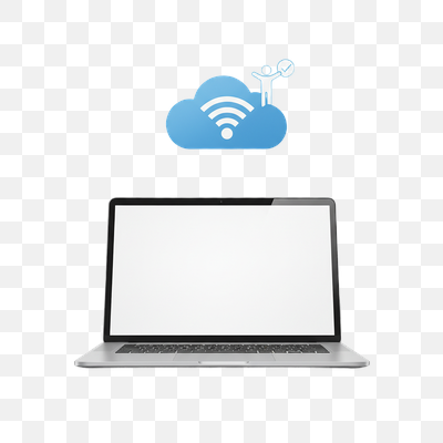 Laptop Connected to Cloud Services and Wi-Fi
