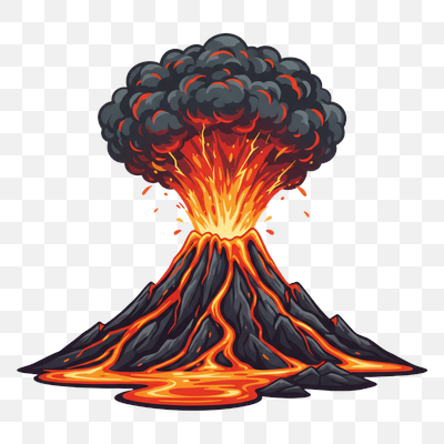 Vibrant Cartoon Volcano Eruption