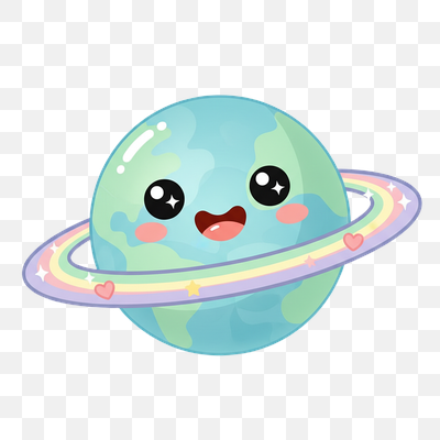 Happy Rainbow Planet - Cute Earth Illustration