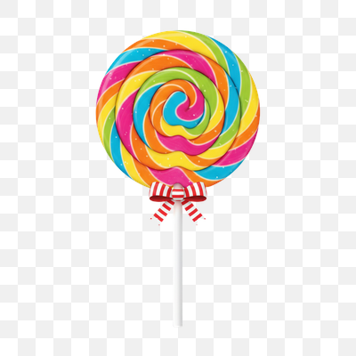 Vibrant Rainbow Swirl Lollipop with Striped Bow