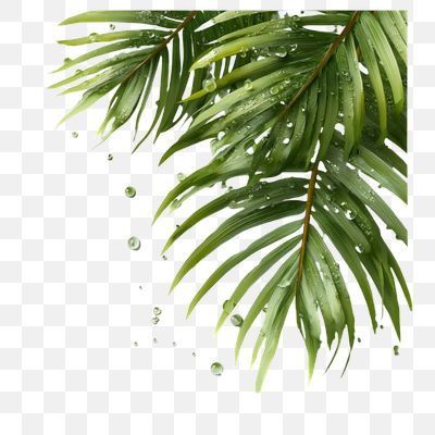 Dew-Kissed Tropical Palm Leaves