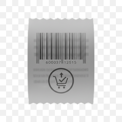 Glowing Digital Receipt with Barcode and Shopping Cart Icon