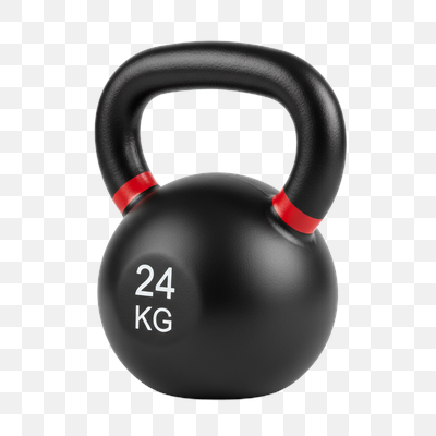 24 KG Black Kettlebell with Red Accents for Strength Training