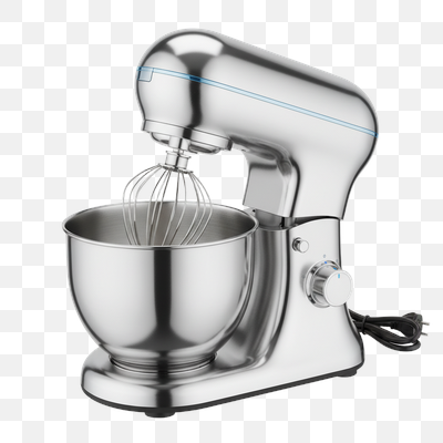 Sleek Silver Stand Mixer with Stainless Steel Bowl