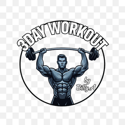 3-Day Workout Program Logo with Muscular Barbell Lifter