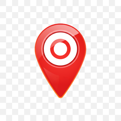 Glossy Red Location Pin Icon with Target Mark