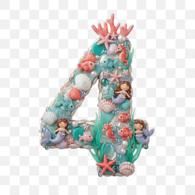 Whimsical Mermaid Kingdom Number Four Decoration