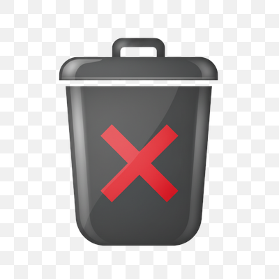 Glossy Dark Grey Trash Can with Red X Icon