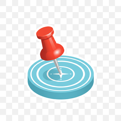 Red Pushpin on Blue Target Compass Icon