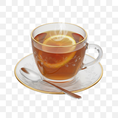 Steaming Lemon Tea in an Elegant Glass Cup with Gold Accents