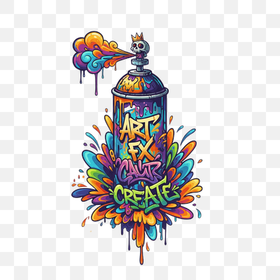 Vibrant Graffiti Art Spray Can with Skull Nozzle