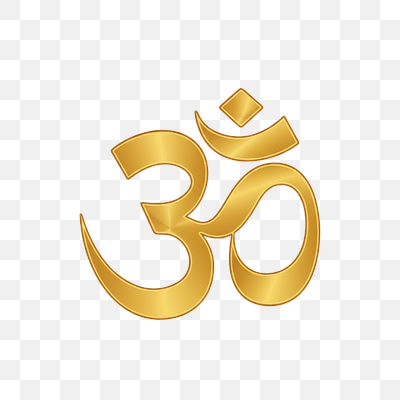 Golden Metallic Om Symbol on Transparent Background