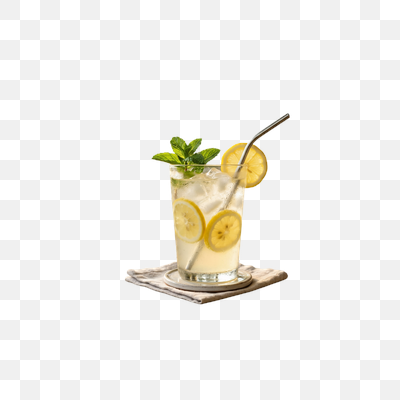 Refreshing Lemonade with Mint and Ice on White Background