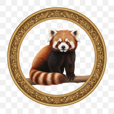 Charming Red Panda in an Ornate Gold Frame