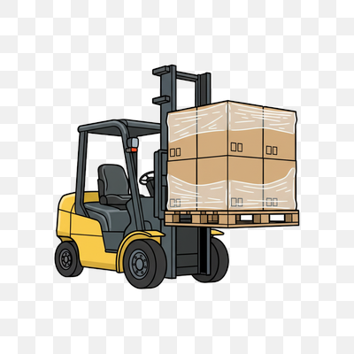 Yellow Forklift Lifting Pallet of Boxes
