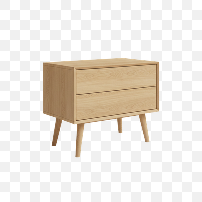 Modern Light Oak Two-Drawer Nightstand with Tapered Legs