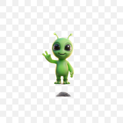 Friendly Green Alien Waving Hello