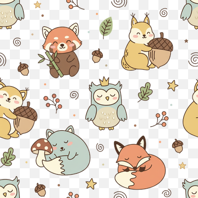 Enchanted Woodland Friends Seamless Pattern
