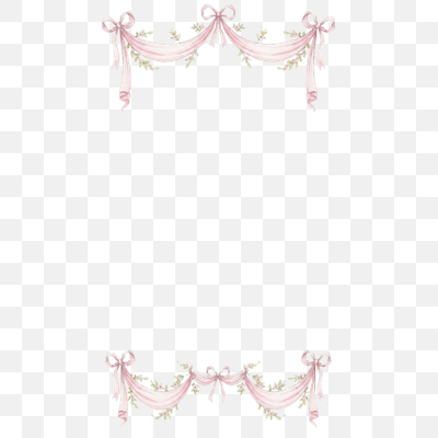 Elegant Watercolor Pink Ribbon and Floral Garland Borders