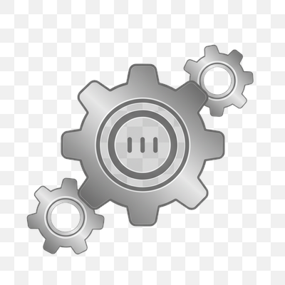 Metallic Gears Settings Icon on Transparent Background