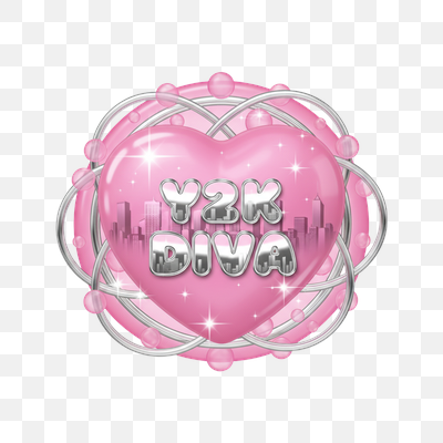 Y2K Diva Pink Heart Glam Emblem