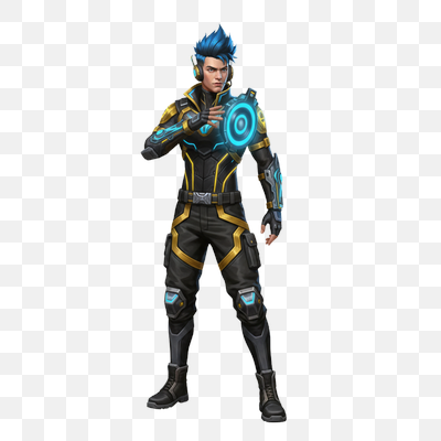 Futuristic Cybernetic Character with Electric Blue Energy