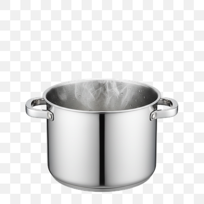 Hot Stainless Steel Pot with Rising Steam