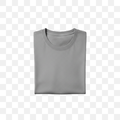 Folded Grey T-Shirt Mockup on Transparent Background