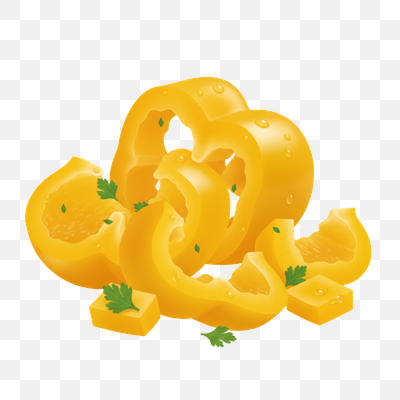 Freshly Sliced Yellow Bell Pepper with Parsley