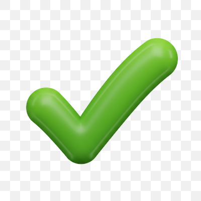 Glossy Green 3D Checkmark Icon on White