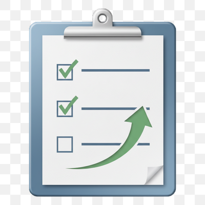 Progress Checklist with Upward Trend Arrow Icon