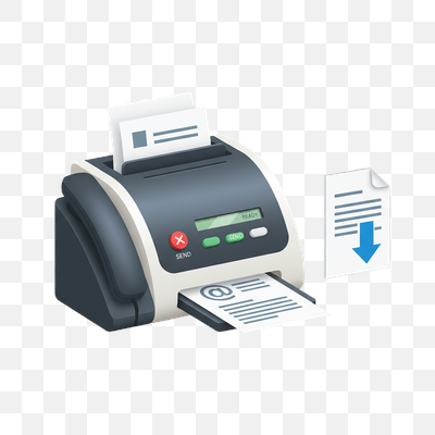 Modern Fax Machine with Digital Document Transfer Icon