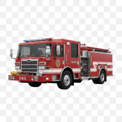 Modern Red Fire Rescue Truck Isolated on White