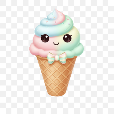 Sweet Pastel Kawaii Ice Cream Cone Character