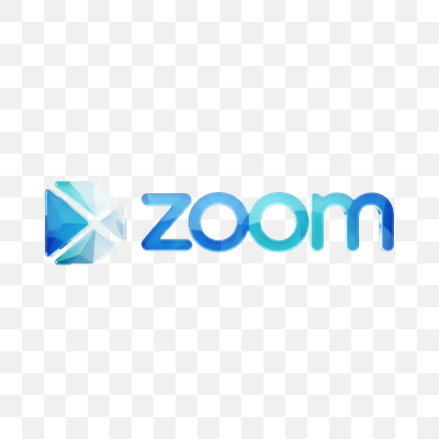 Glossy Blue and Teal Zoom Logo with Geometric Play Icon