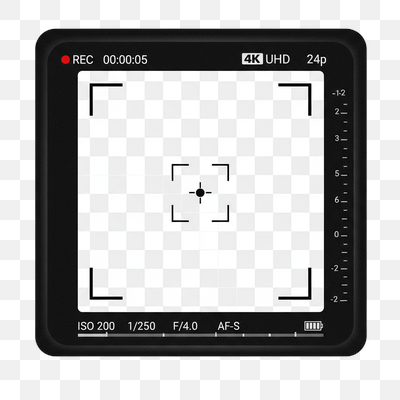 Modern Digital Camera Recording Viewfinder Interface with Transparent Background