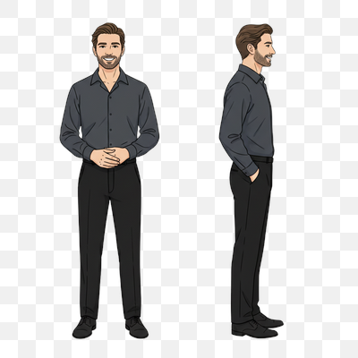 Professional Man Illustration: Front and Side View