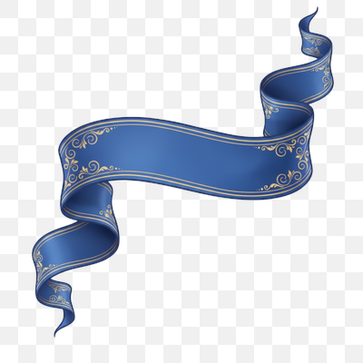 Elegant Royal Blue Ribbon Banner with Golden Ornate Trim