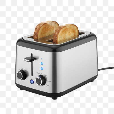Sleek Stainless Steel Toaster with Golden Brown Toast
