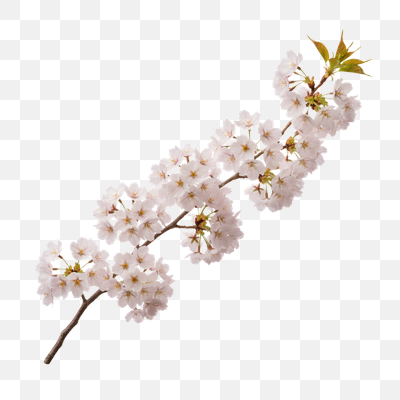 Delicate Cherry Blossom Branch Isolated on White