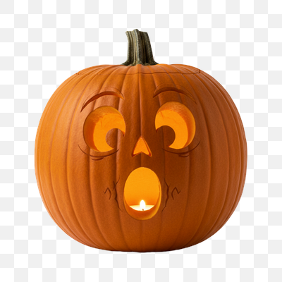 Surprised Jack-o'-Lantern with a Warm Candle Glow