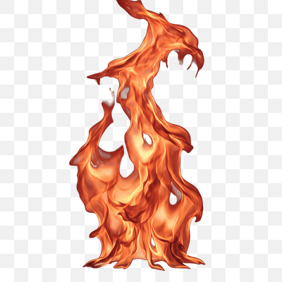 Dynamic Realistic Fire Flame on Transparent Background