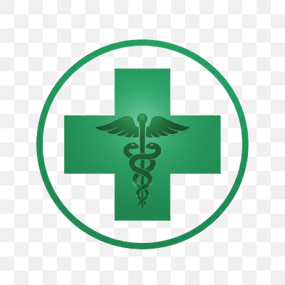 Green Medical Cross and Caduceus Symbol Icon