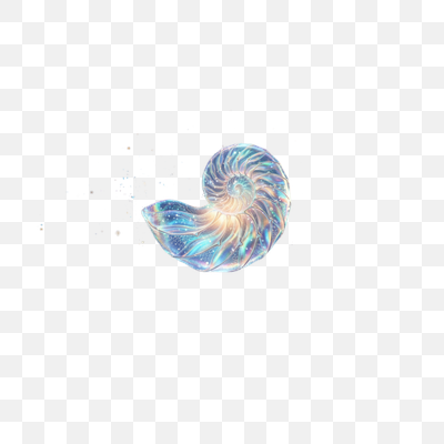 Ethereal Iridescent Nautilus Shell with Sparkling Glow