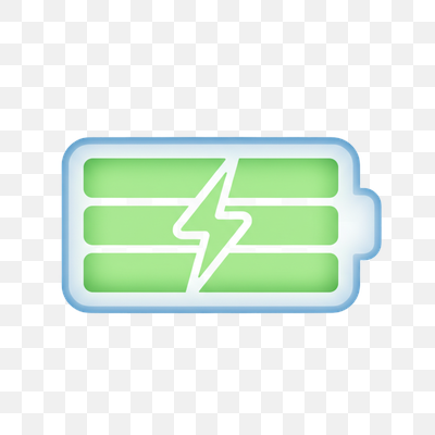 Glowing Green Battery Charging Status Icon
